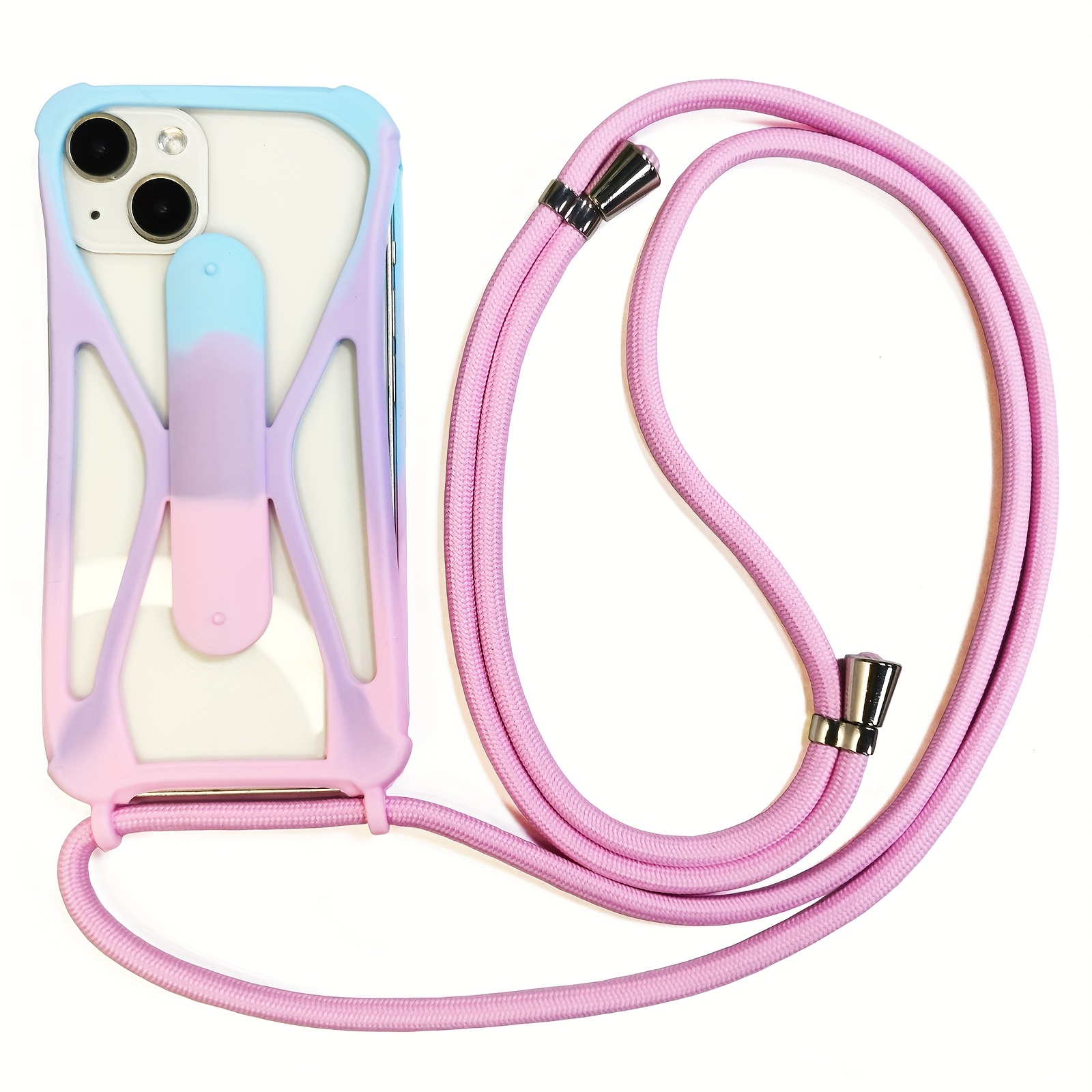 Image of A Silicone Phone Cover Featuring A Lanyard With A Bracket, Compatible With Smartphones Ranging From 4.7 To 6.7 Inches/12 To 17cm, Applicable, Shock-resistant, And Convenient For Transport
