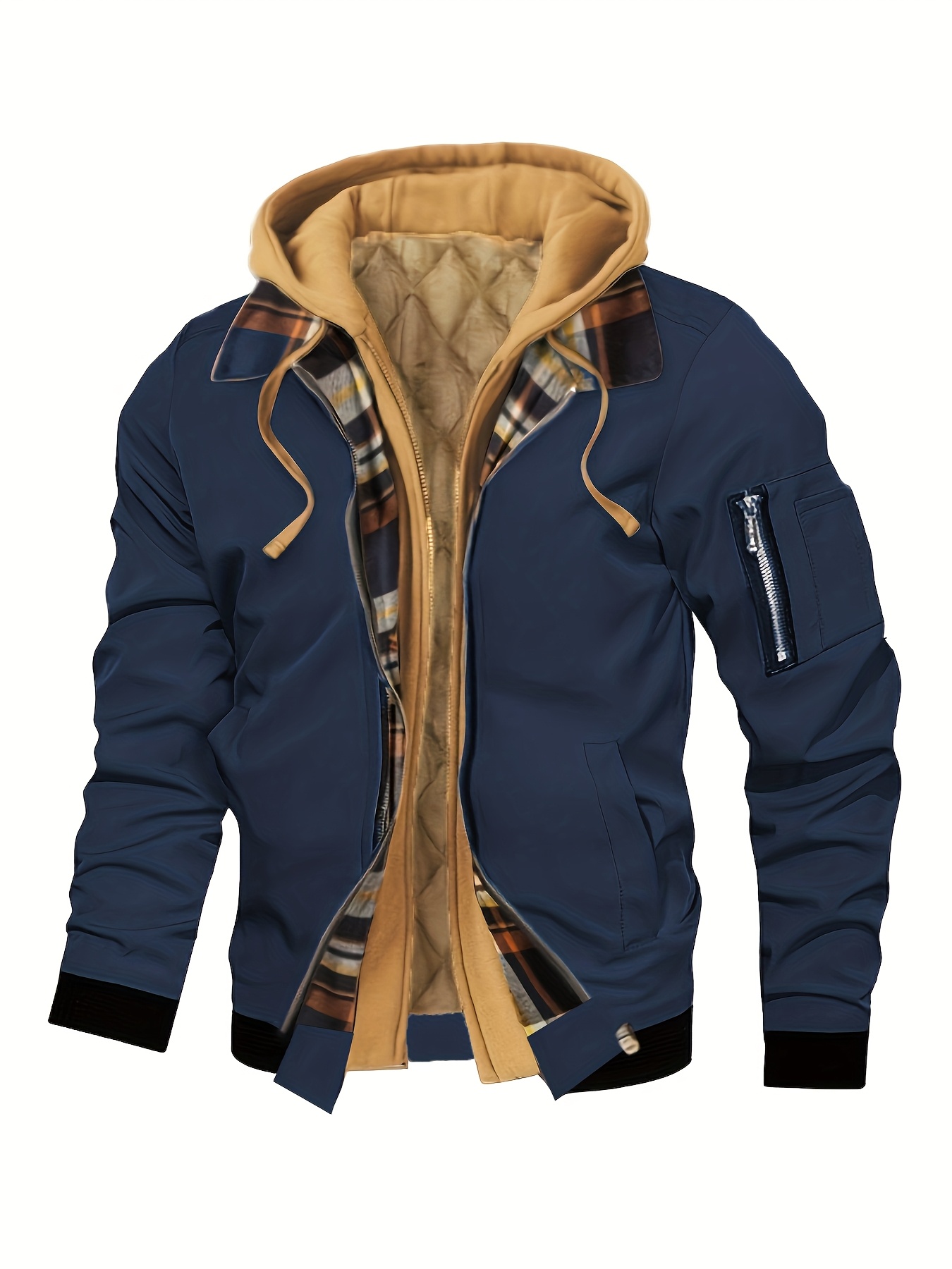 Veste d'hiver à capuche pour homme Pearson OBM, style coréen, un vêtement d'extérieur décontracté et tendance, couleur unie, style formel, avec détails de fermeture éclair