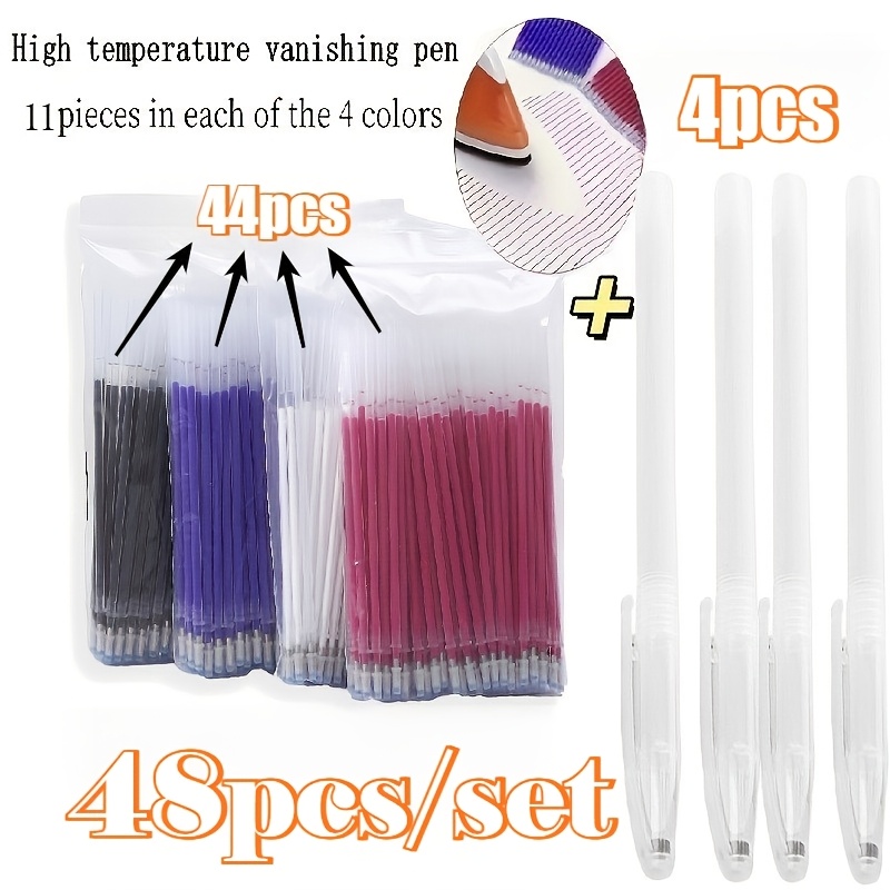 TEMU 48-teiliges Näh-Heißlöschstift-Set, 4 Farben von (, Rot, Blau) austauschbar, insgesamt 44 Stiftspitzen und 4 Stiftkörper, geeignet für Kleidung,