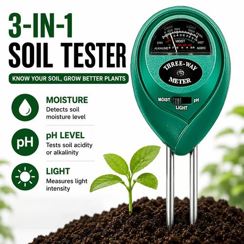 3 in 1 soil tester moisture ph v luminometer no battery required garden plant care tool suitable for indoor outdoor greenhouse planting