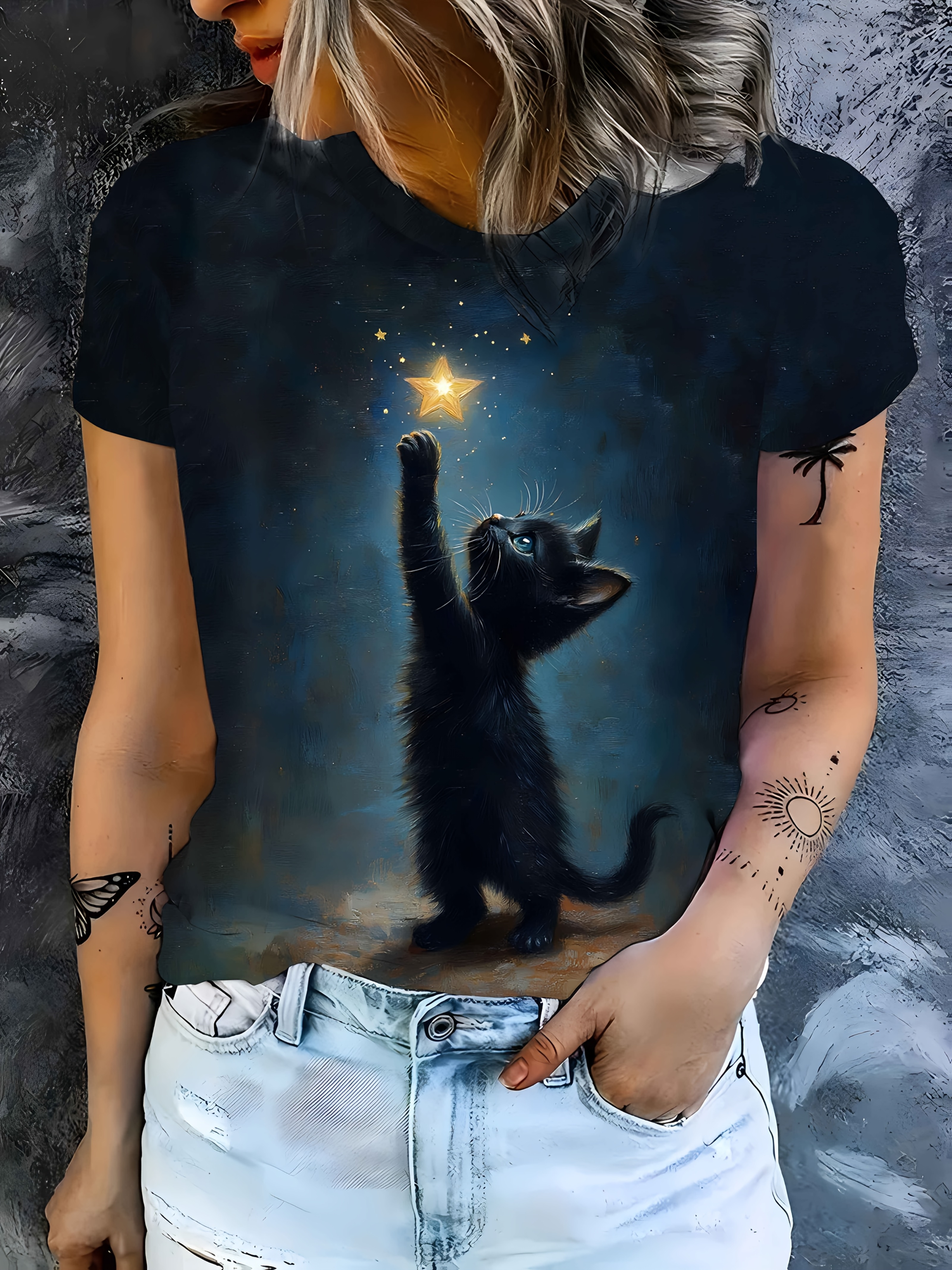トップス CAT PRINTED TEE(BLACK, 38) 51sbY3KtYGL._AC_.jpg
