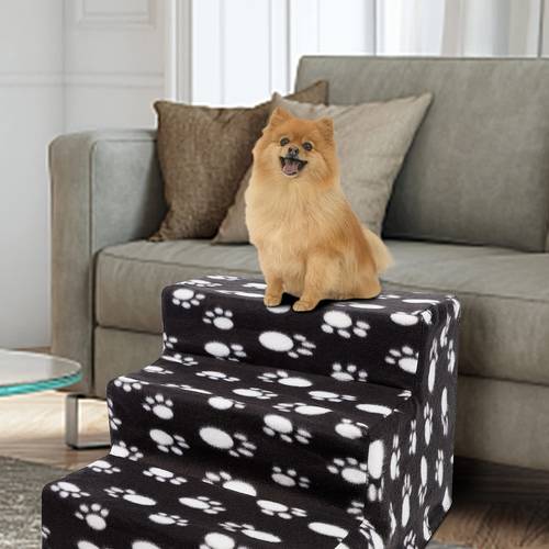 1set 3 step dog stairs with soft polyester fiber cover removable washable foldable pet steps for extra small to medium dogs climbing ramp for to beds couches