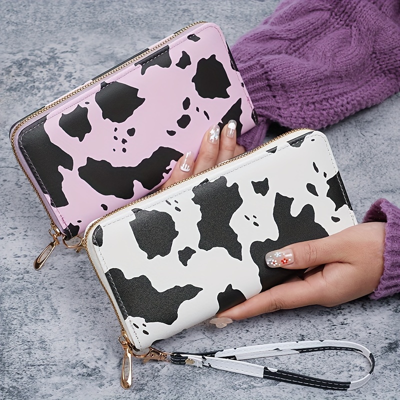 

2024 New Cow Pattern Long Zipper Wallet, Large Capacity Coin Purse, Versatile Credit Card Holder