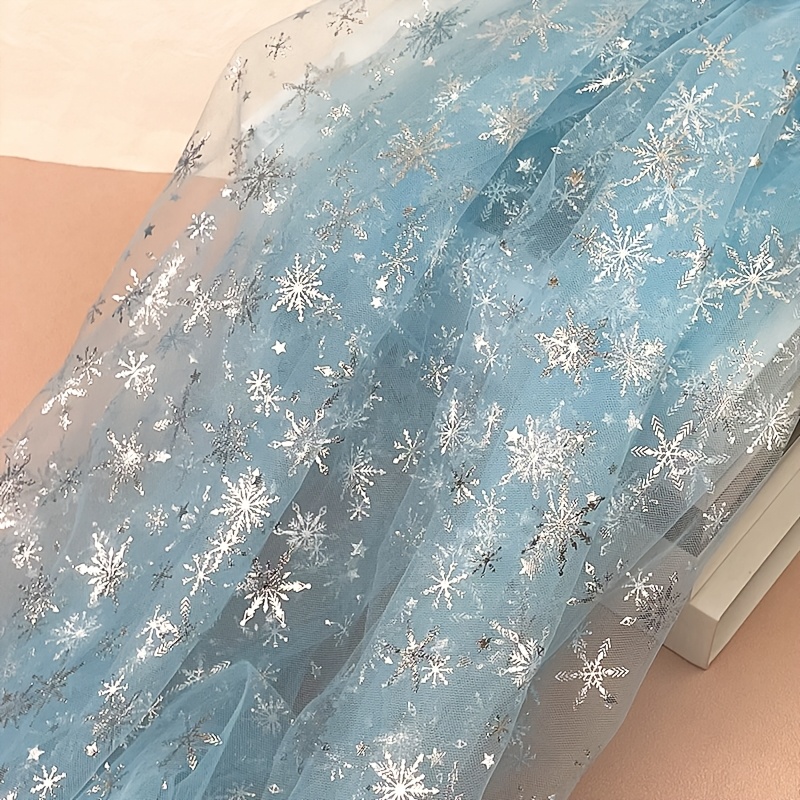 TEMU 150cm Wide 1 Yard Long Soft Hot- Silver Snowflake Ultra-dense Thin Gauze Mesh, Suitable For Handmade Party Decorations, Background Setup,