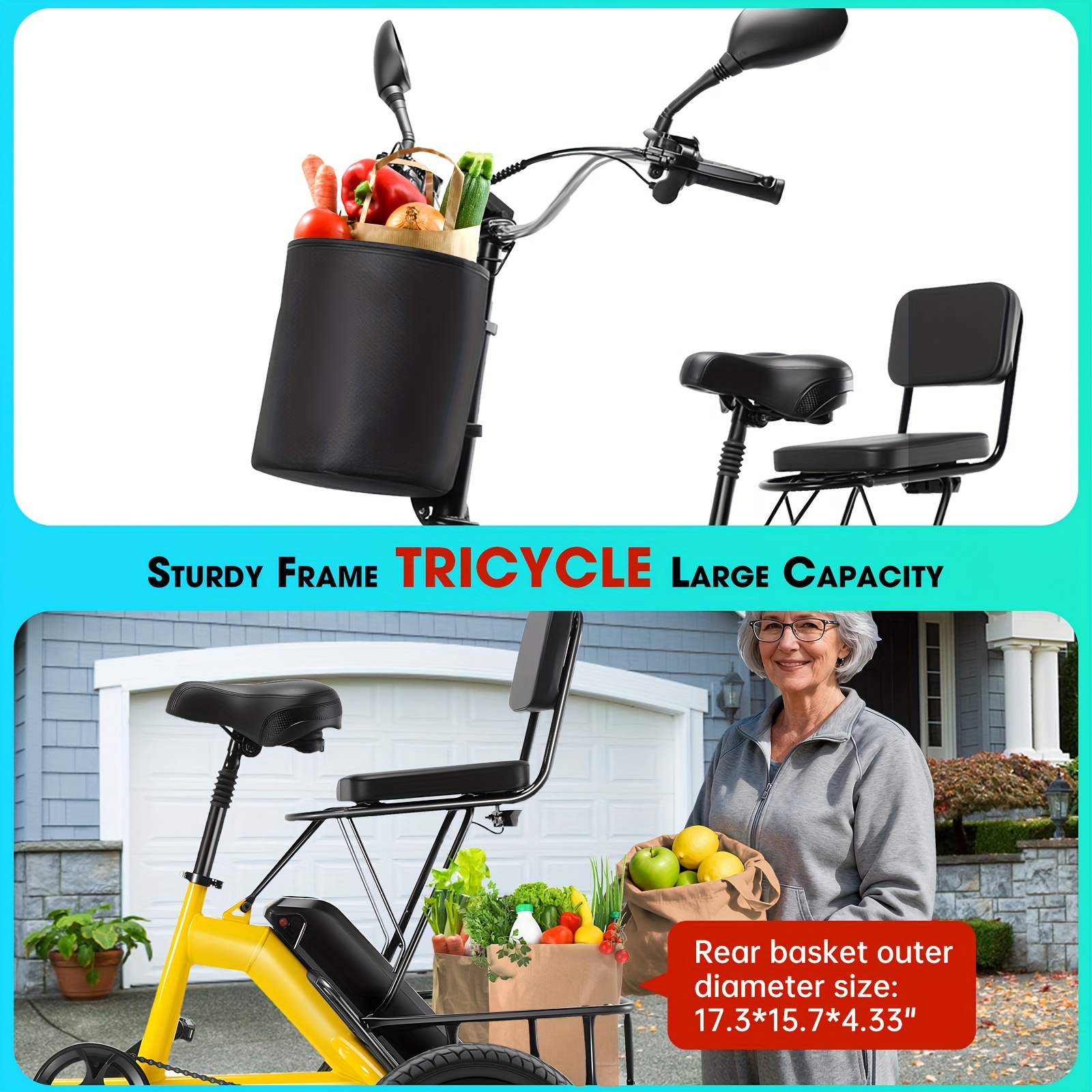 foldable   for home use adult   electric pedal bike with 480wh removable battery dual seats with front and back baskets   for transporting kids and elderly 45 miles 3 riding     Product details 2