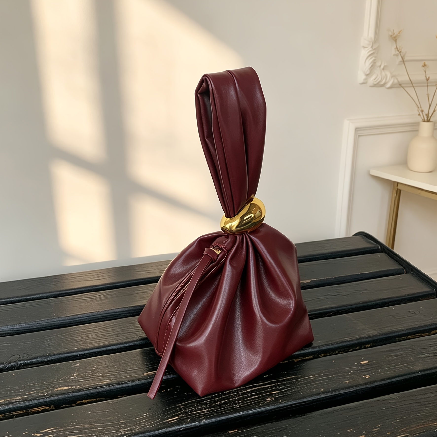 TEMU Vintage Ruched Women', Minimalist Stylish , Unique Spacious Elegant Bucket Bag