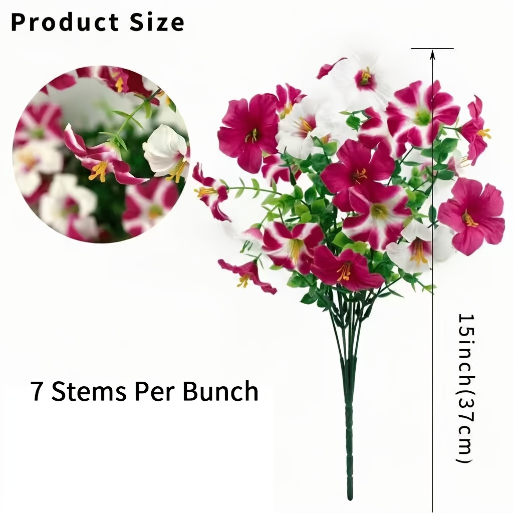 Image of Spring Outdoor Garden Artificial Flowers, 7-branch Eucalyptus & , Home Courtyard Decoration, Faux Flowers, Christmas Decor, Halloween Decor, Uv Resistant