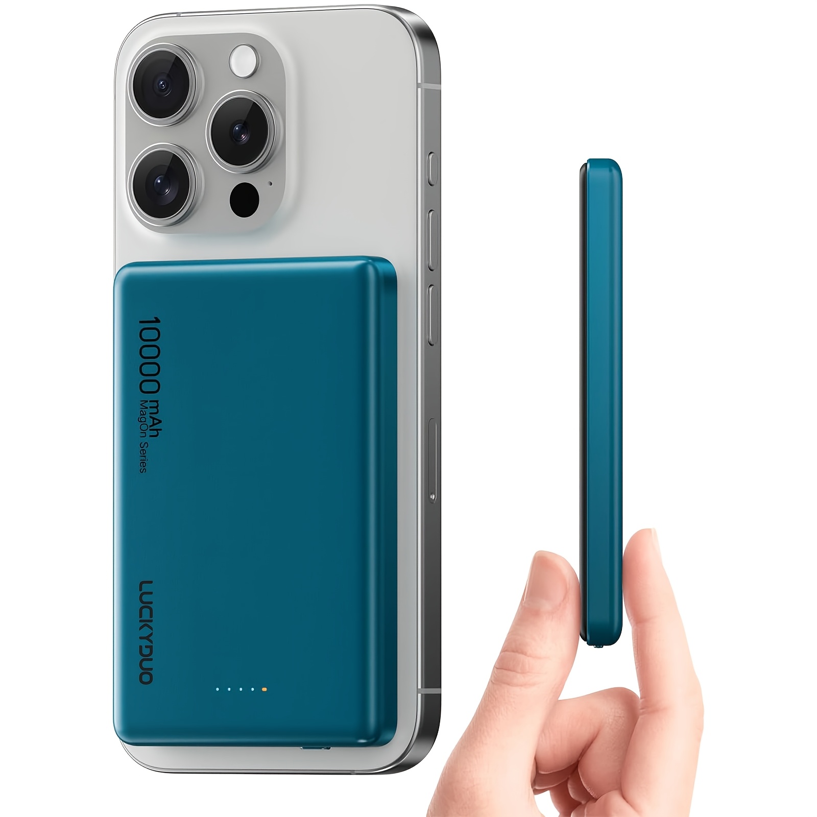 TEMU Ultra Slim 5000/10000mah For Portable Charger, 0.3/ 0.47in Thin Wireless Magnetic Power Bankcompact Battery Pack With Pd 20w 2 Way Usb-c