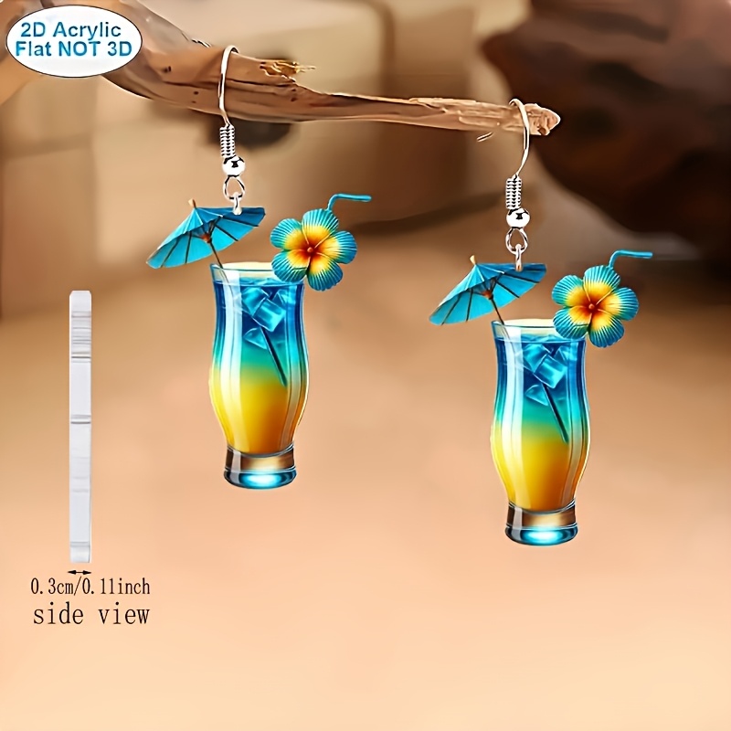 E-shop 2D Flach, 2D1 Modische Acryl-Anhänger-Ohrringe in Saft-Optik, Lässiger Party-Themen-Ohrschmuck, Geschenke für Familie Feiertage