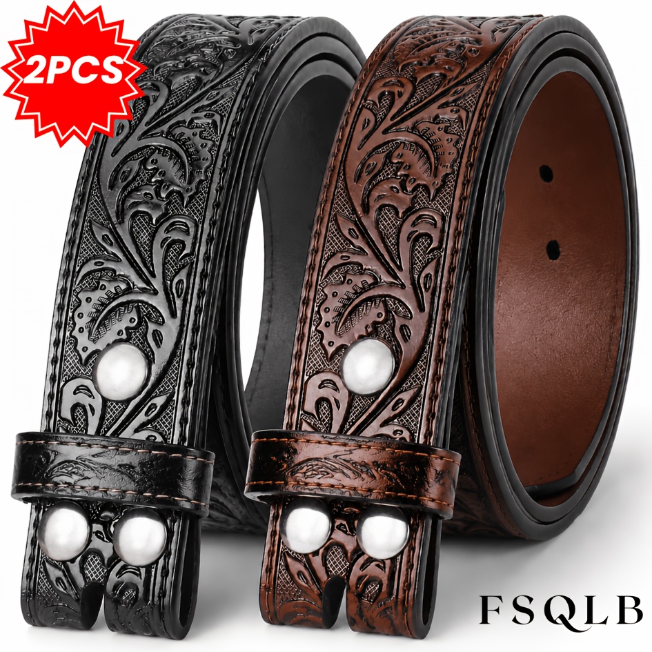 2pcs Western Cowboy Style Belt Body Without Buckle