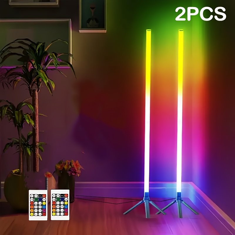 TEMU 1/ 2pcs Corner Floor Lamp, Smart Rgb Led Floor Lamp With App And Remote Control, High Brightness Led, 16 Million Colors, Timer Setting, Mood