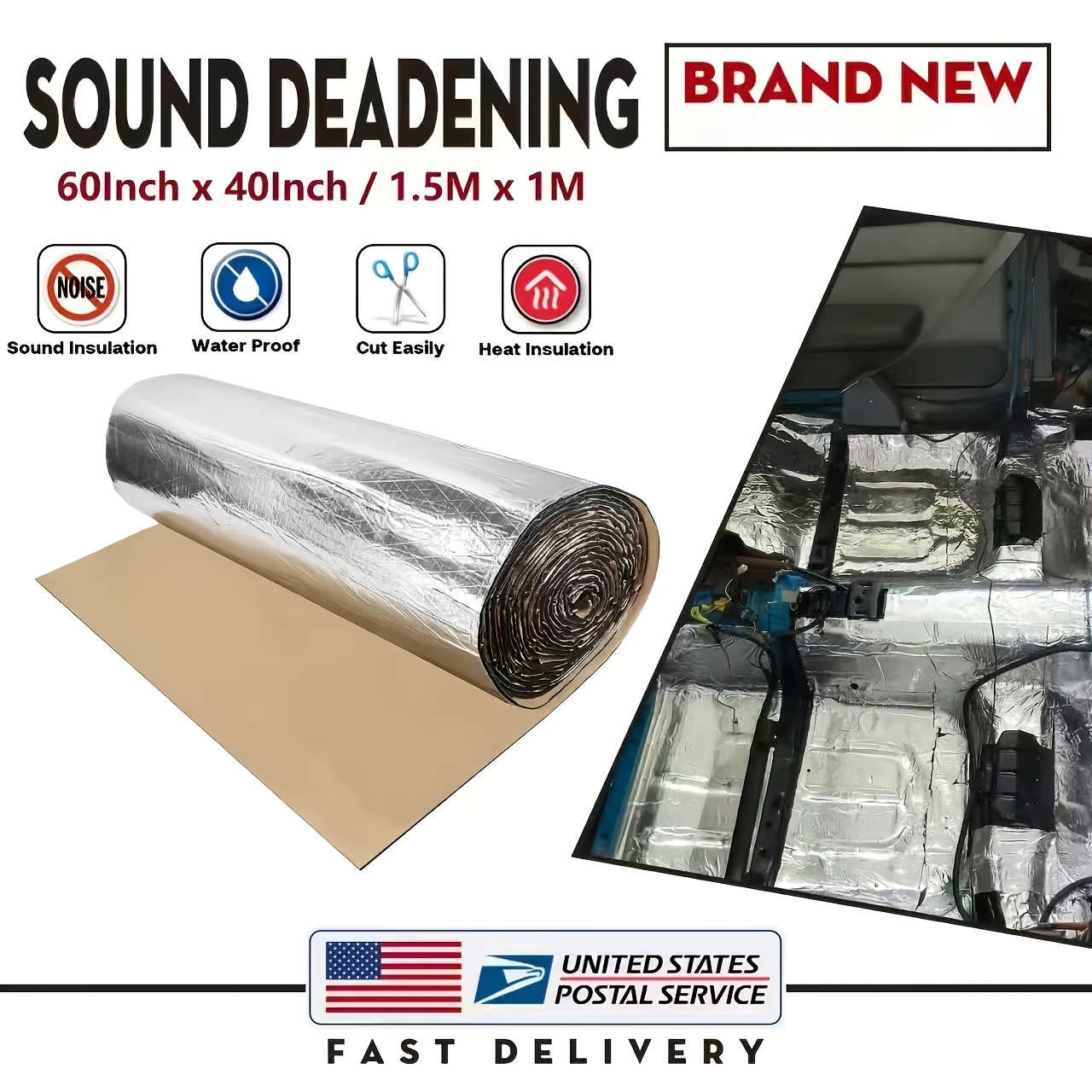 Car Heat Shield Insulation Sound Deadener Mat Alum... - Grandado