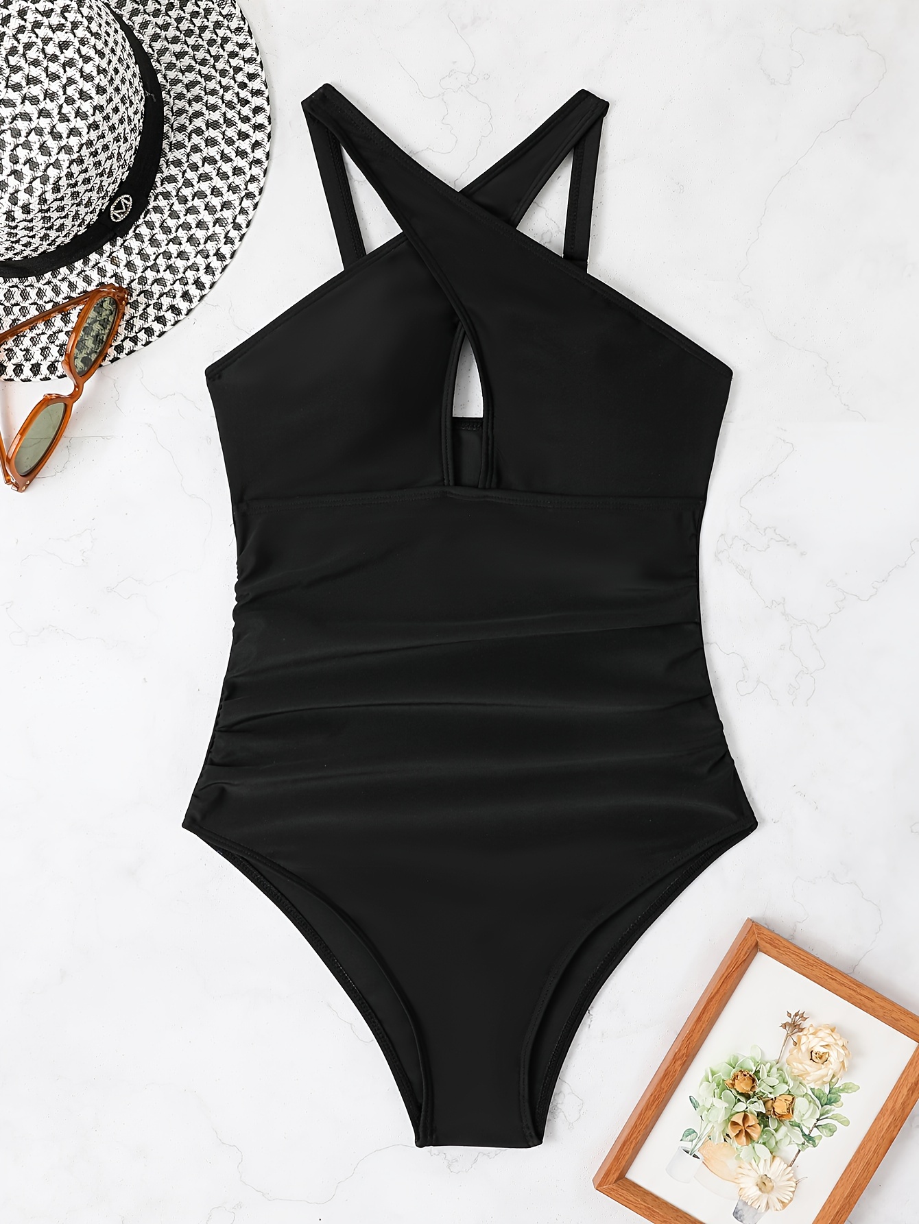 traje baño sola pieza color escote cruzado control Temu Morocco