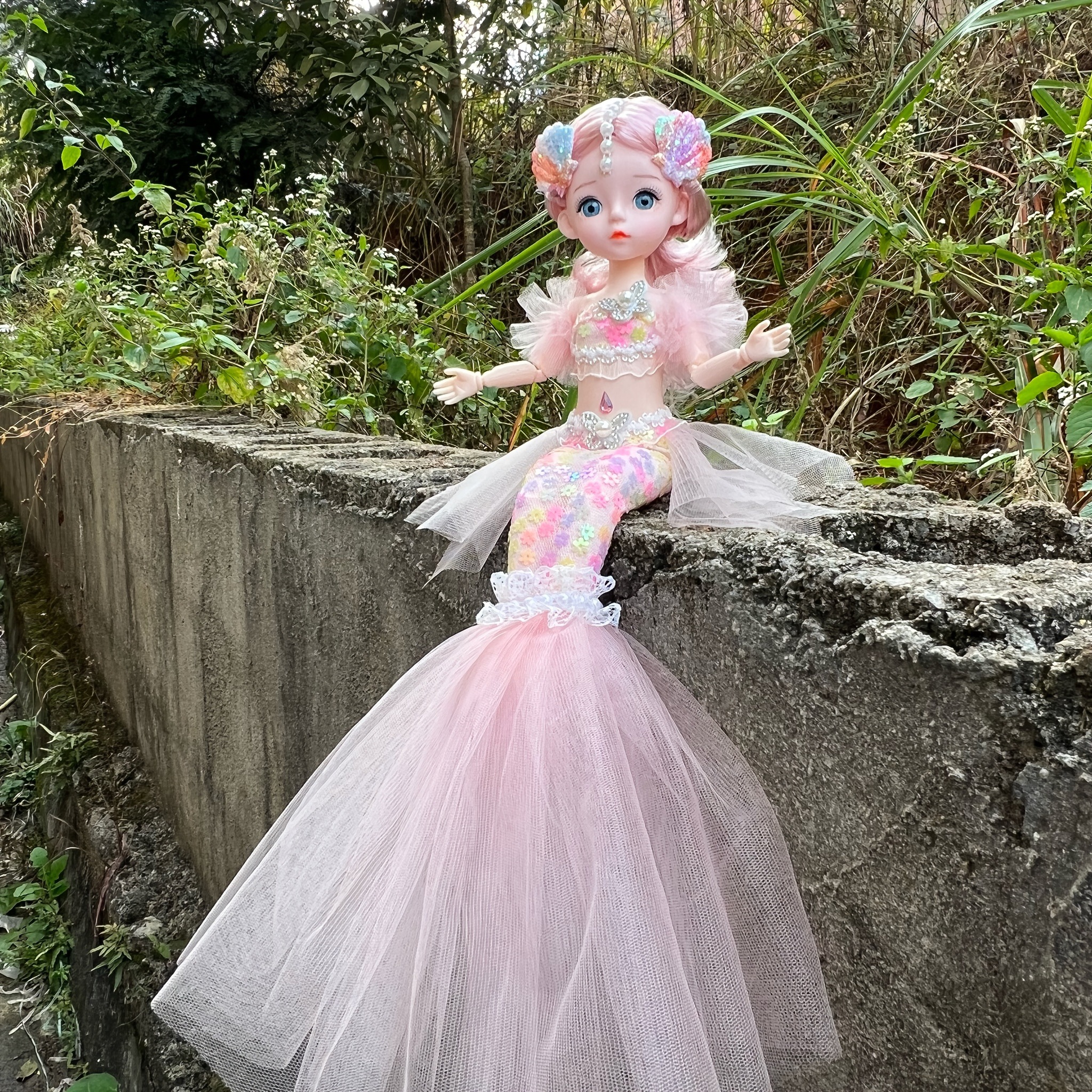 45  72inch mermaid doll girl toy blue   childrens princess doll wedding dress doll family birthday gift fish tail     christmas halloween thanksgiving gift Product details 10