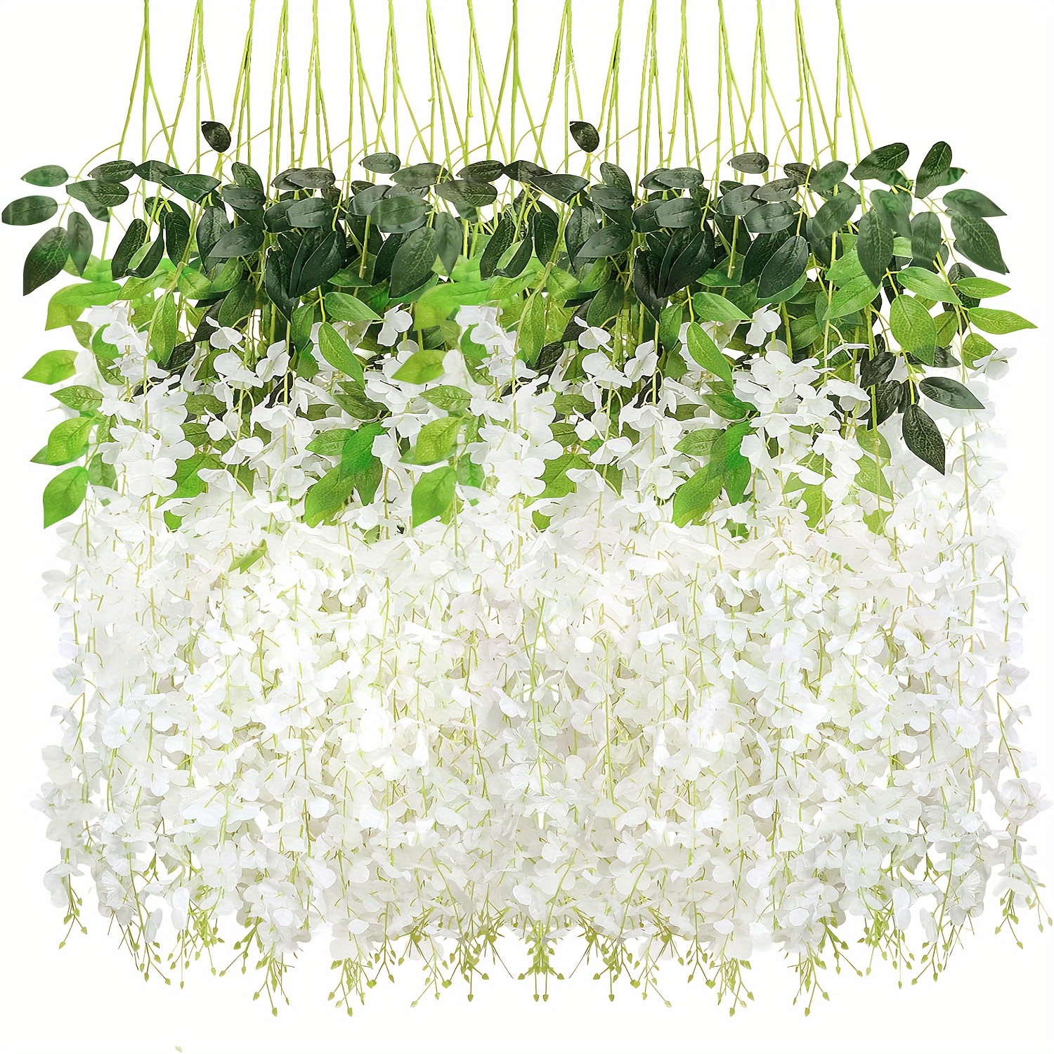 

12pcs Artificial Wisteria Hanging Flowers, Wisteria Artificial Flower Fake Wisteria Vine Ratta Long Hanging Bush Garland Silk Flowers String Decorate Home Party Wedding Decor