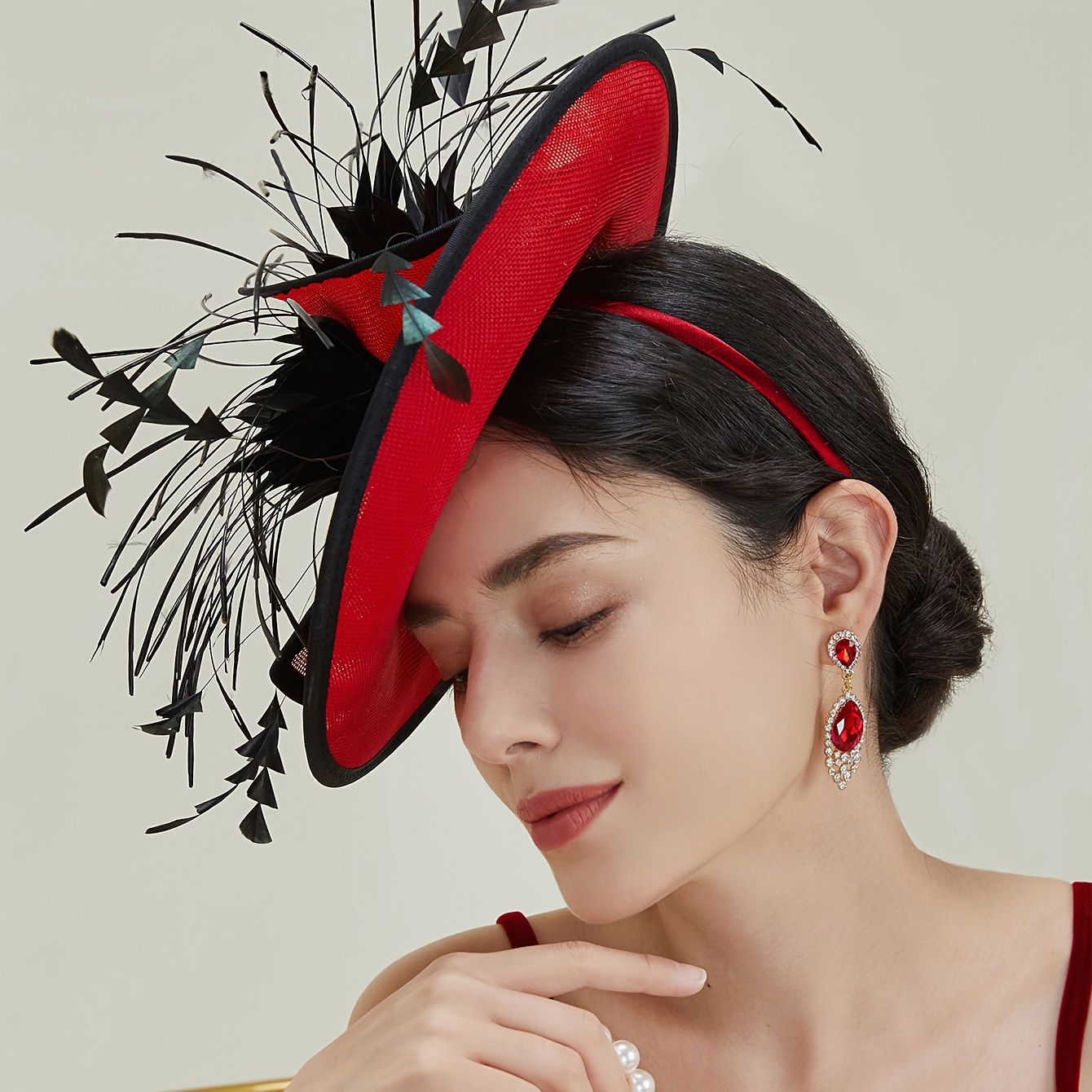 fascinator hat feather fascinators hair clip kentucky tea - Temu display picture 2