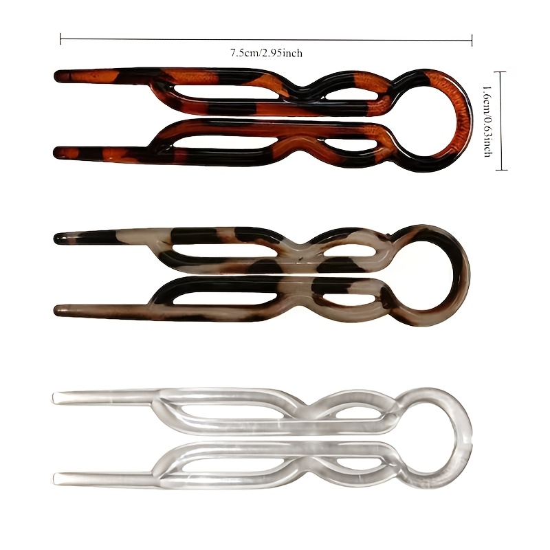 TEMU 3 Pack Elegant Women's Small Hairpin, Daily Meatball Head U-shaped Hair Artifact Advanced Sense Hairpin-suitable For All Hair, Durable Material,