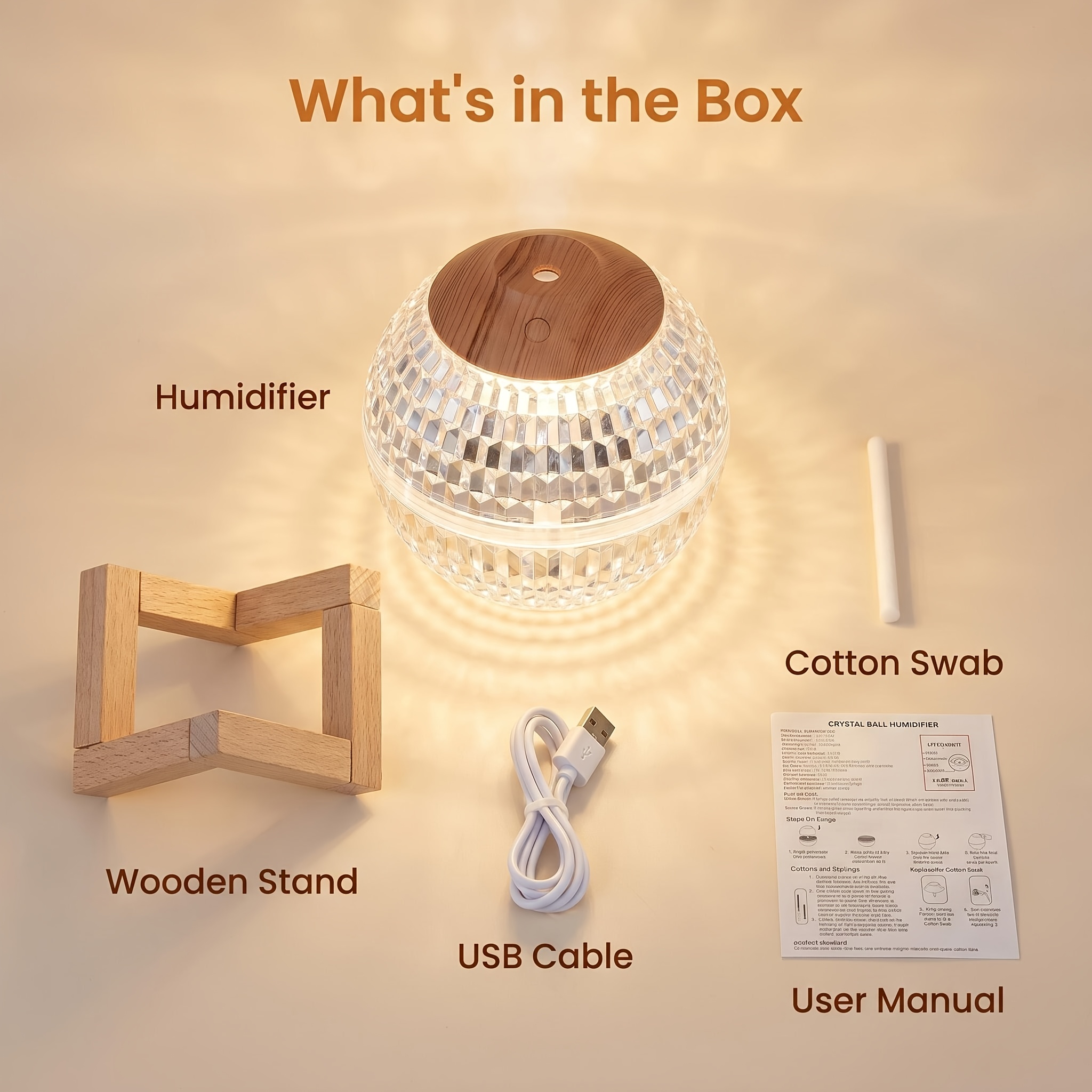 TEMU 350ml Home Mini Diffuser, Wood Grain Humidifier, Enhancing Ambiance