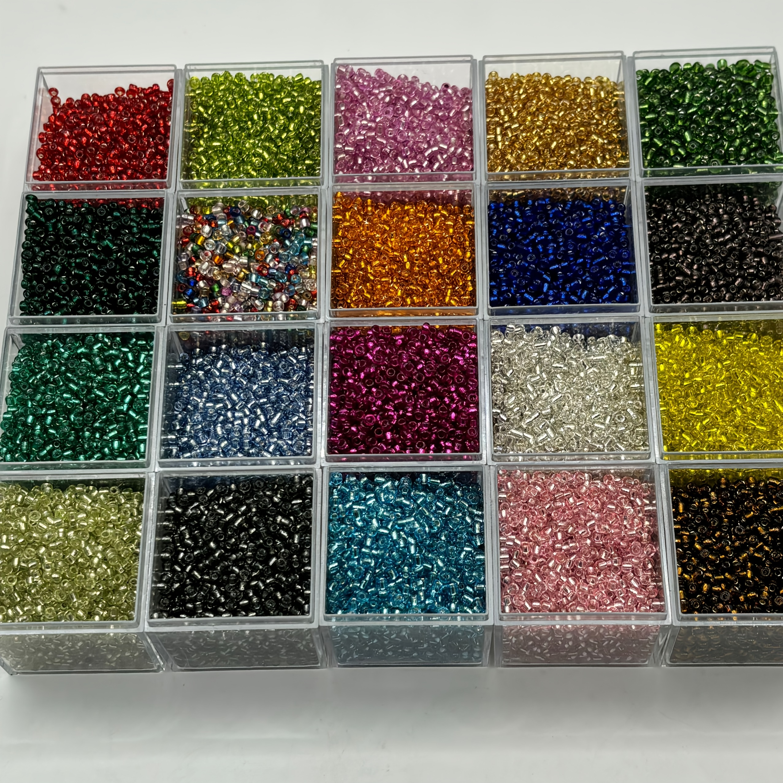 TEMU 9800pcs 2mm Glass Seed Beads, 20 Vibrant Colors, High Quality Round Bulk Beads For Jewelry Making, Diy Earrings, Bracelets, Handicrafts