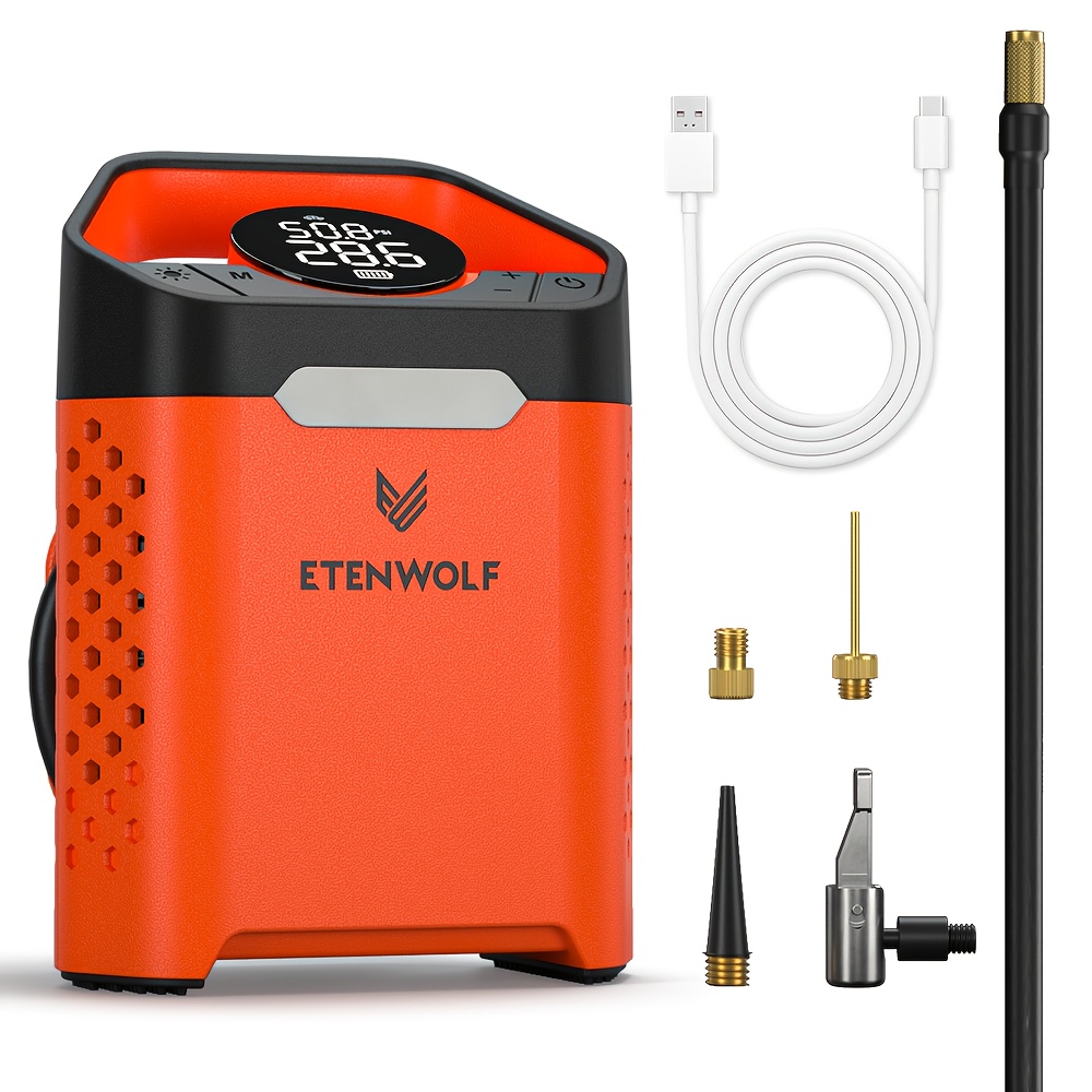 TEMU Etenwolf Portable Air Pump For Car Tires & Tire Inflator Air Compressor | 1 Min Fast Inflation, 100% Duty Cycle, Heavy Duty, Usb Charging,