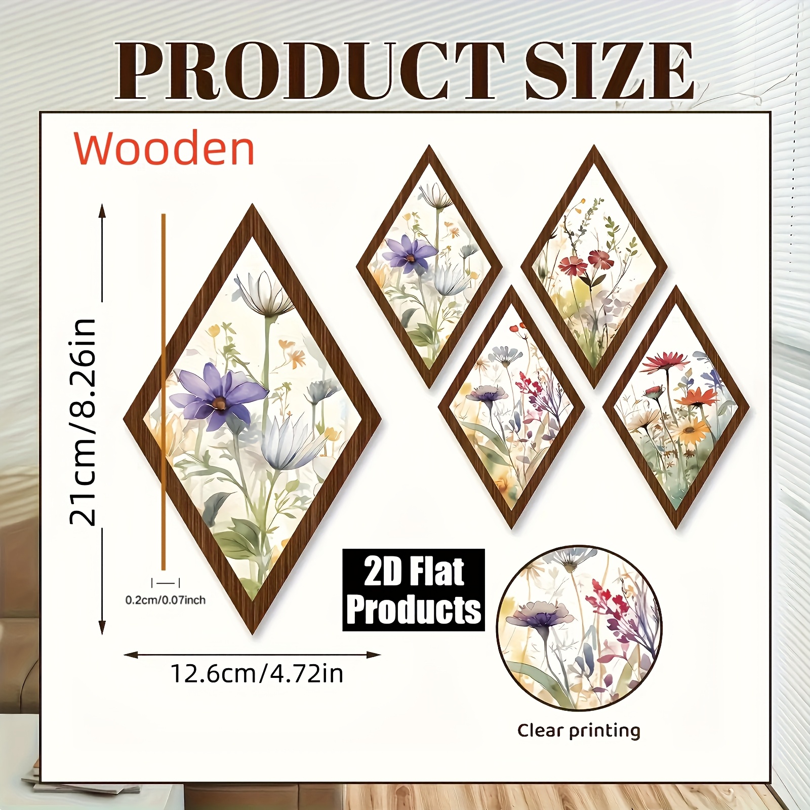 TEMU 2d Flat, 2d Flat, 4pcs Vintage Wooden Wall Art, Home Decor, Multifunctional Wall Hanging, No Electricity Needed