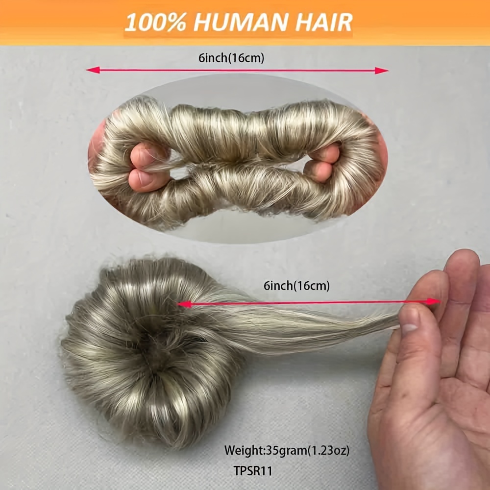 stretching length 6inch 16cm 35gram 1 23oz 100 human hair bun updo curly messy donut chignons hair piece european wavy buns scrunchies with human hair human hair buns ponytail extensions for women formal   details 1