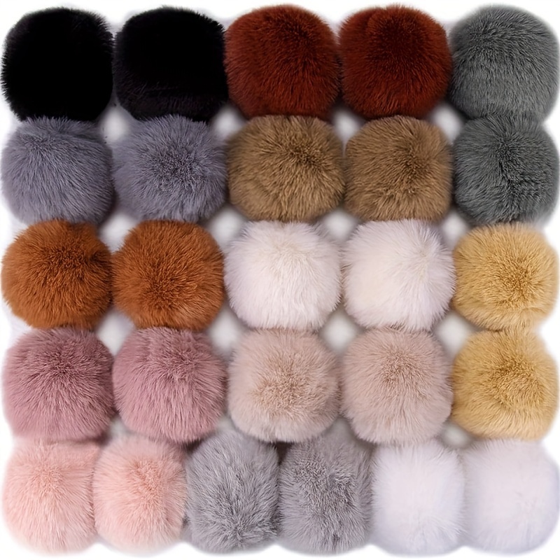 

26-pack Faux Rabbit Fur Pom Poms With Elastic Loop - 3.15 Inch Fluffy Craft Balls For Diy Hat, Shoes, Scarf, Gloves, And Bag Accessories - Assorted Soft Colors
