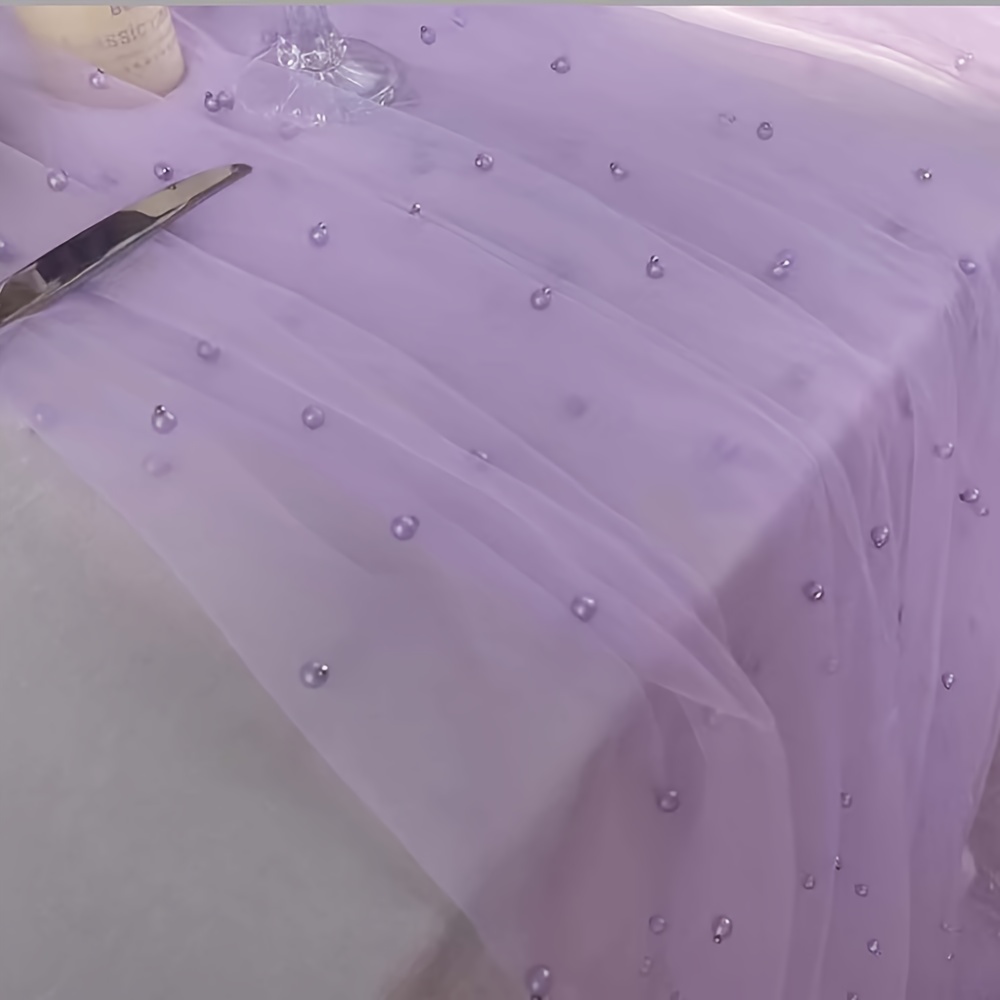 Image of 1pearl Lavender Gauze Table Runner 120 Inch 10ft, Seasonal Sheer Dining Holiday Wedding Birthday Baby Shower Table Decor For Home Party/thanksgiving/halloween/new Year/christmas