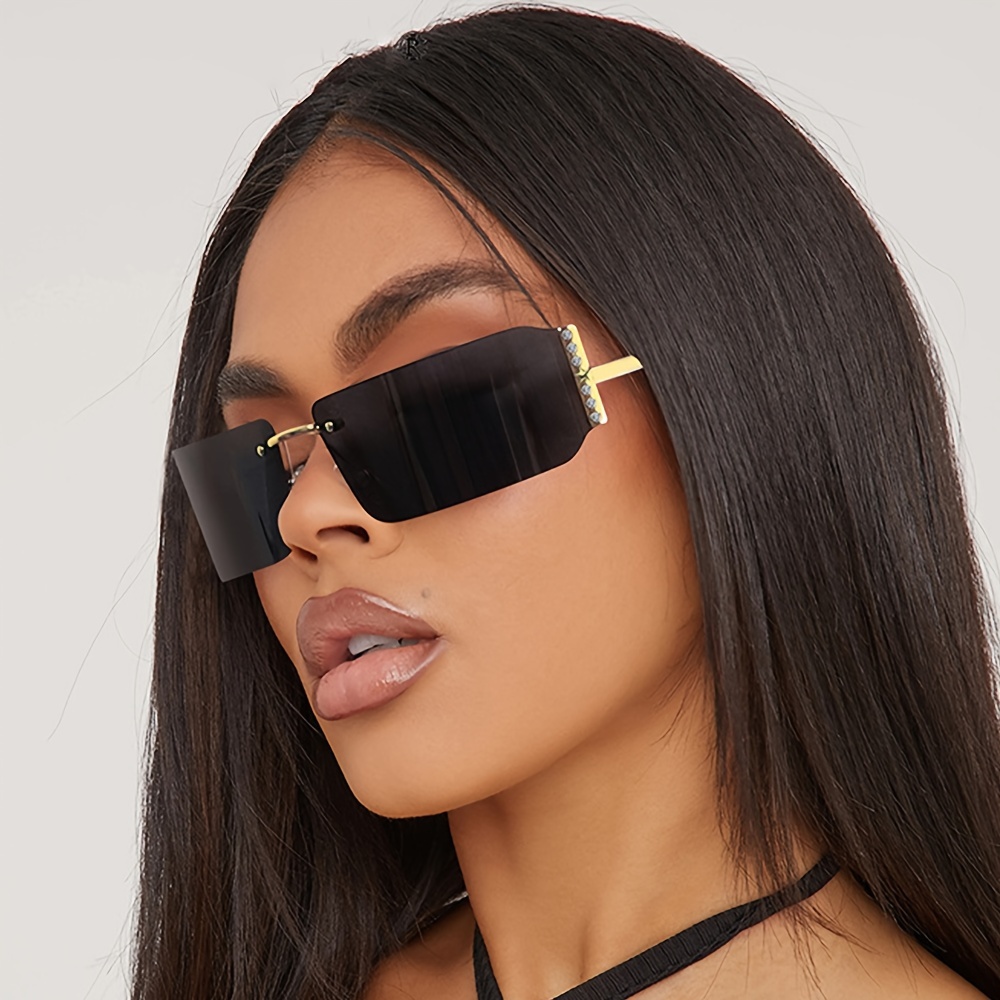 Y2k Wrap Around Fashion Sunglasses Silvery Oval Shades - Temu Canada