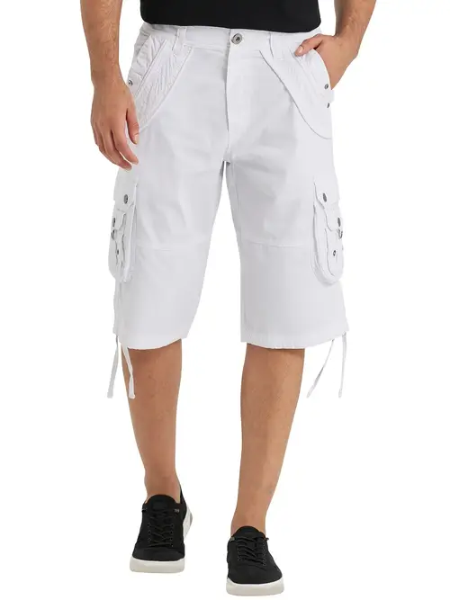 mens long cargo shorts below knee length relaxed fit casual with pockets