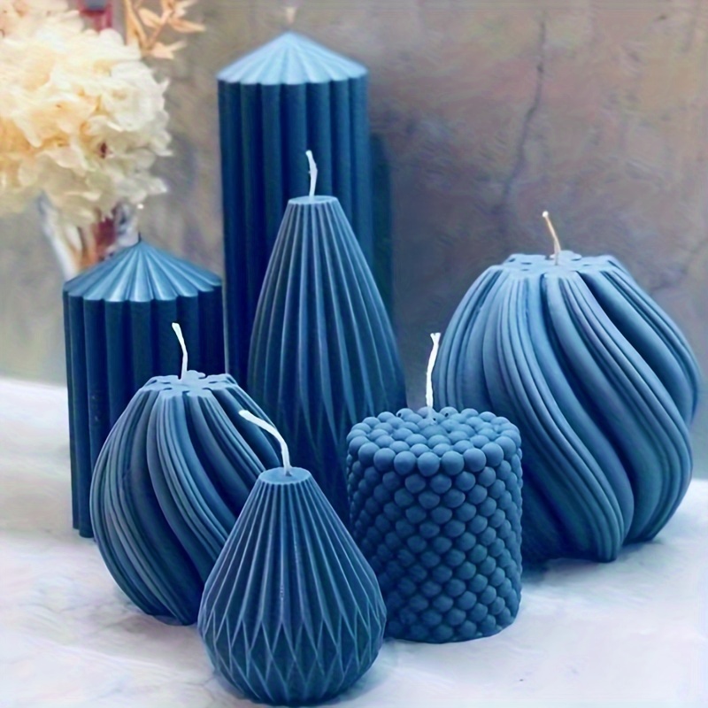 

1pc Geometric Twist Stripe Cylinder Candle Silicone Mold, Home Decoration Rotating Pillar Candle Making Plaster Ornament Silicone Mold