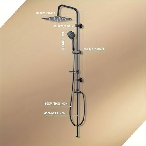 37 inch shower riser rail combination 8 inch pressurized large shower multi functional hand held shower with shelf soap rack all copper diverter 360 movable shower bracket black and silvery bathroom additions shower set christmas