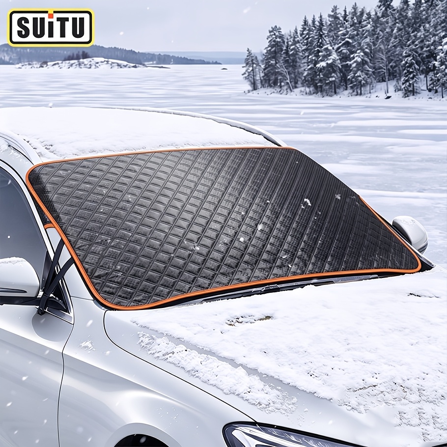 TEMU Suitu Car Windshield , Cold-resistant Snow Guard, Vehicle Snow Cover, Effectively Blocks Snow And Frost, Down Window Icing. Reinforced Fit For