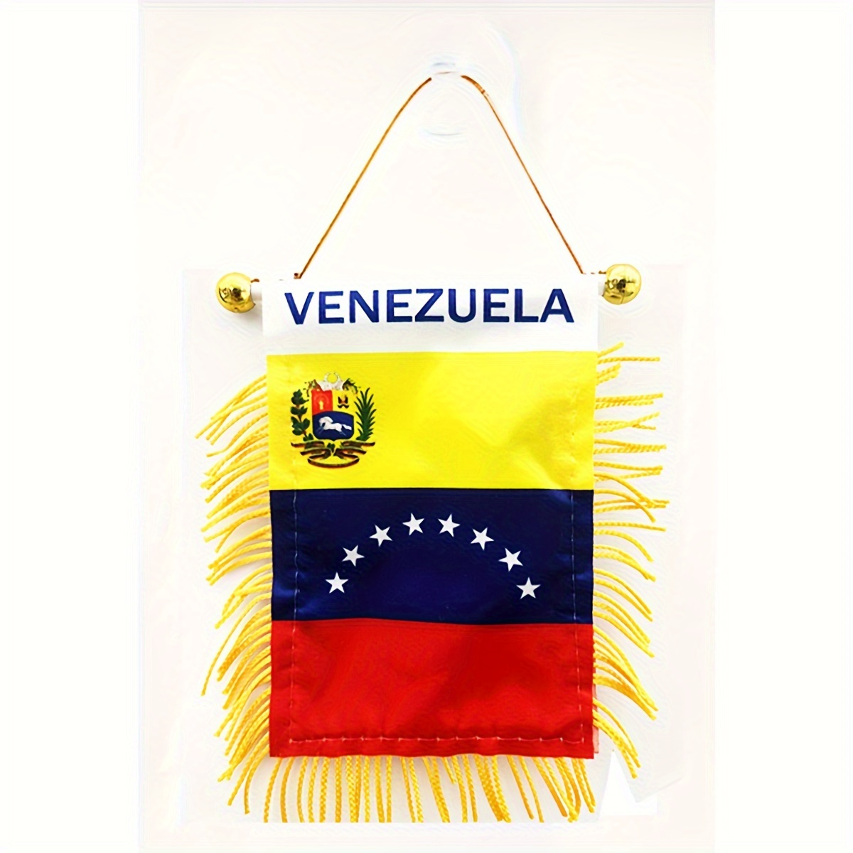 

1pc, Venezuela Window Hanging Flag, 3x4 Inch 8x12cm Double Side Mini Flag Banner Car Rearview Mirror Decor Fringed Hanging Flag With Suction Cup