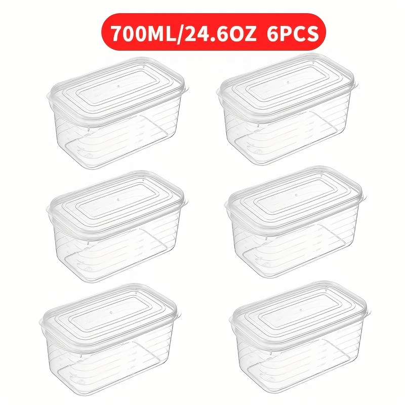 TEMU 6pcs 700ml Food Storage Containers, Suitable For Kitchen, Refrigerator Food Compartment Box, Outdoor Picnic Lunch Box, Food Dispenser, Food