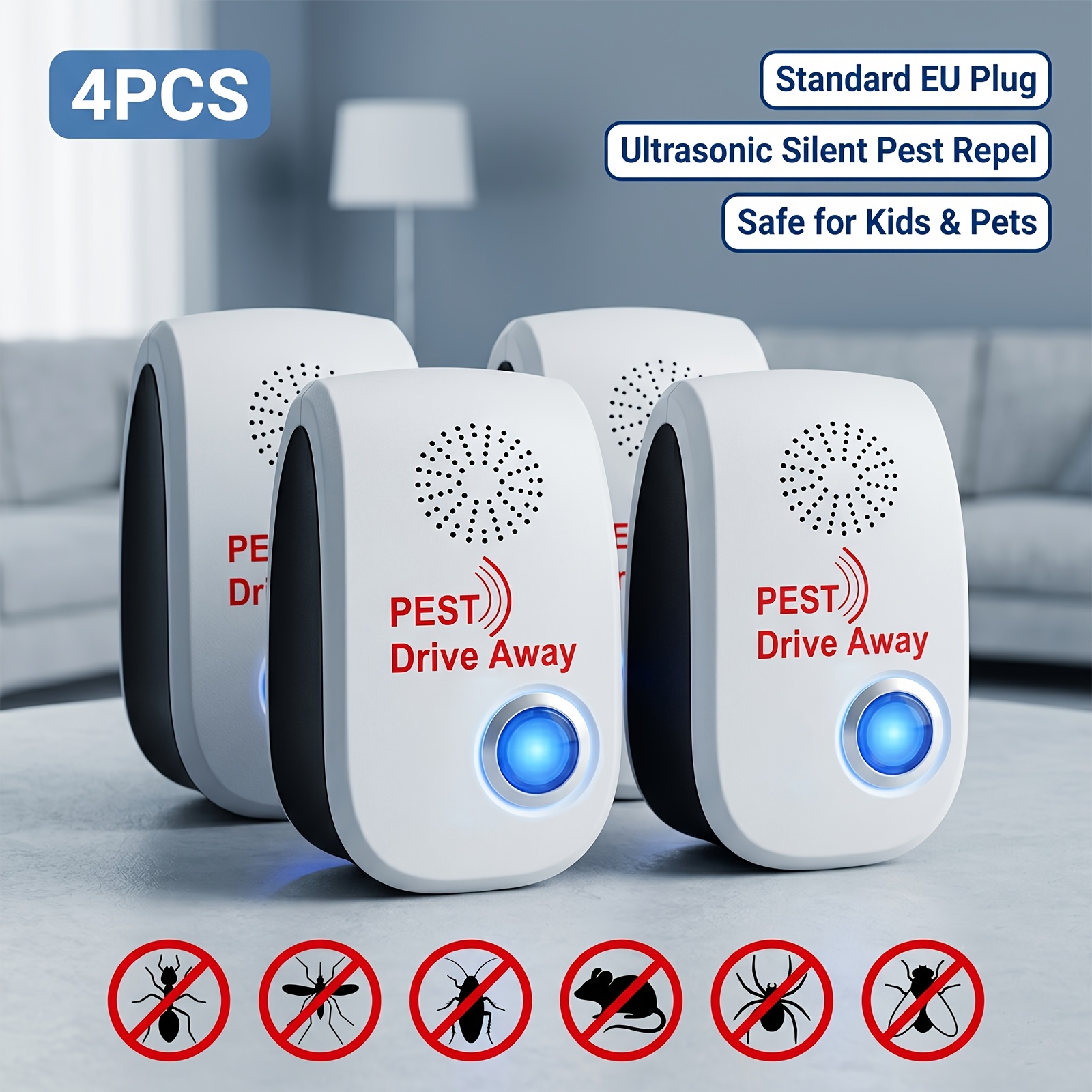 Image of 4pcs, Technology Pest Repeller, Plug-in Indoor Mouse Repellent, 1.5w Low Power Consumption, Silent Operation, Prevents Pests Such As Mice, Mosquitoes, , Flies, , Etc., Suitable For Bedrooms
