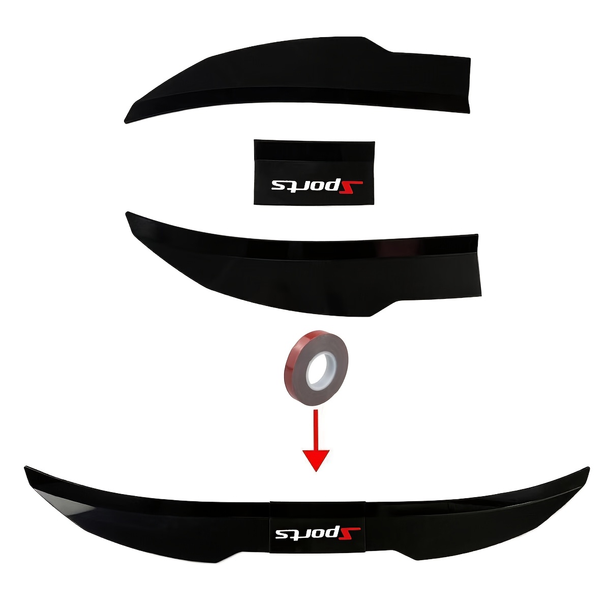 TEMU 3pcs Set Sports Gloss Black Abs Aerodynamic Lip Compatible Models: E36/e46/e60/w204/jetta Mk6//cc/mazda3/focus Car Trunk -up - Adjustable Rear
