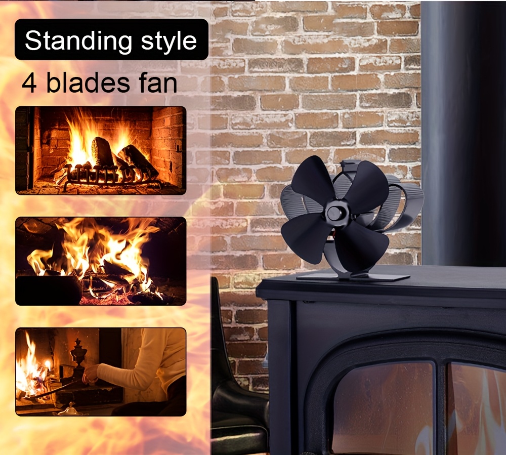   compact black aluminum fireplace fan quiet portable heat powered wood stove accessory for   air circulation mini oxidation aluminum details 1