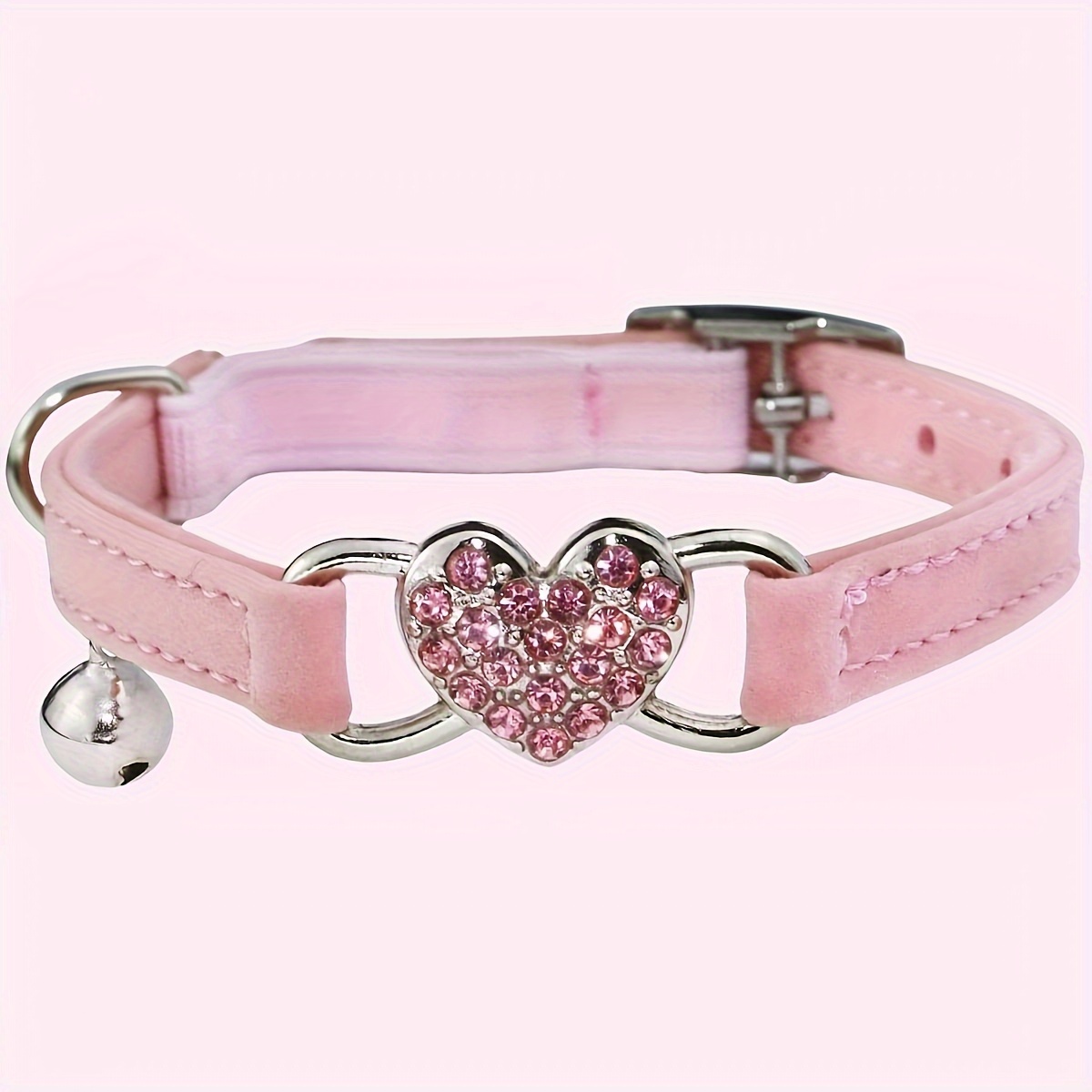 

A Plush Flocked Cat Collar With Diamonds And Bells That Used In All