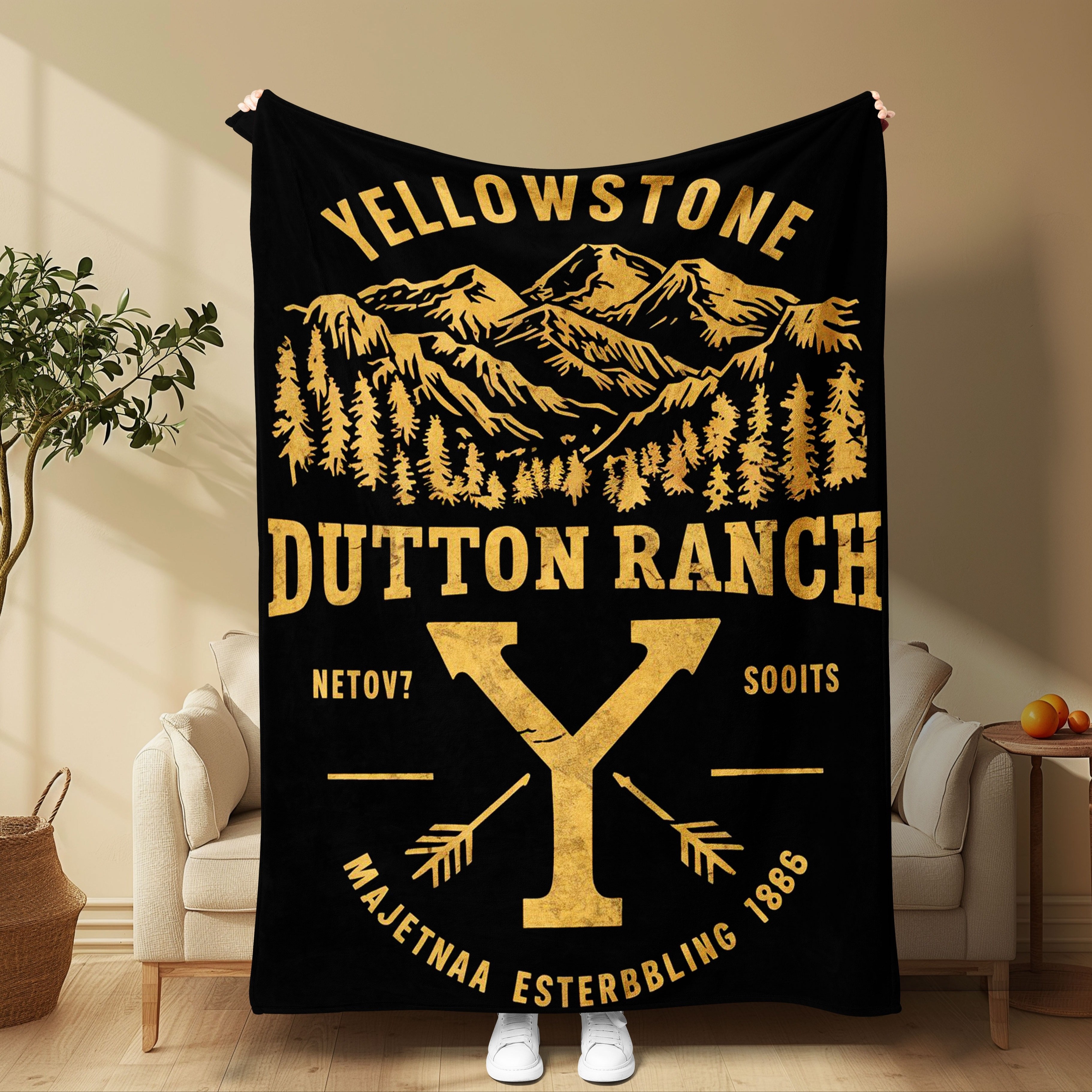 

Yellowstone Ranch-inspired Flannel Throw Blanket, Flannel Blanket - Soft, Plush, And Gift For Thanksgiving Christmas, Sofa, Couch, Office, Camping, Bed, Travel, And Living Room Use Throughout The Year