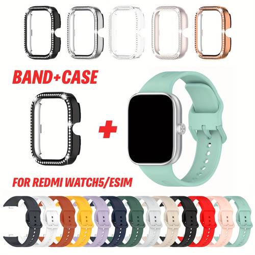 Artikelbild 2 stück, armband + pc-gehäuse. für redmi watch 5 sportarmband + redmi watch 5-teiliges diamantbesetztes durchbrochenes gehäuse | sport business | männer frauen | mehrere farben verfügbar