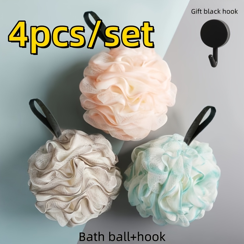 4pcs Foaming Loofah Towel Set with Hooks
