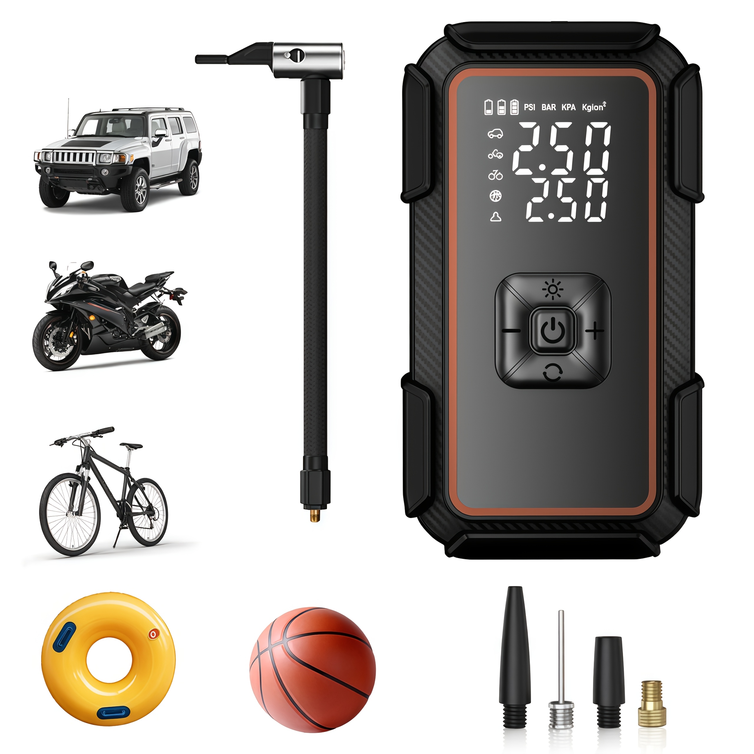 TEMU Portable Tire Inflator, 150 Psi Wireless Digital Pressure Gauge, 3x Fast Inflation And Automatic Shut-off Feature, Suitable For Cars,