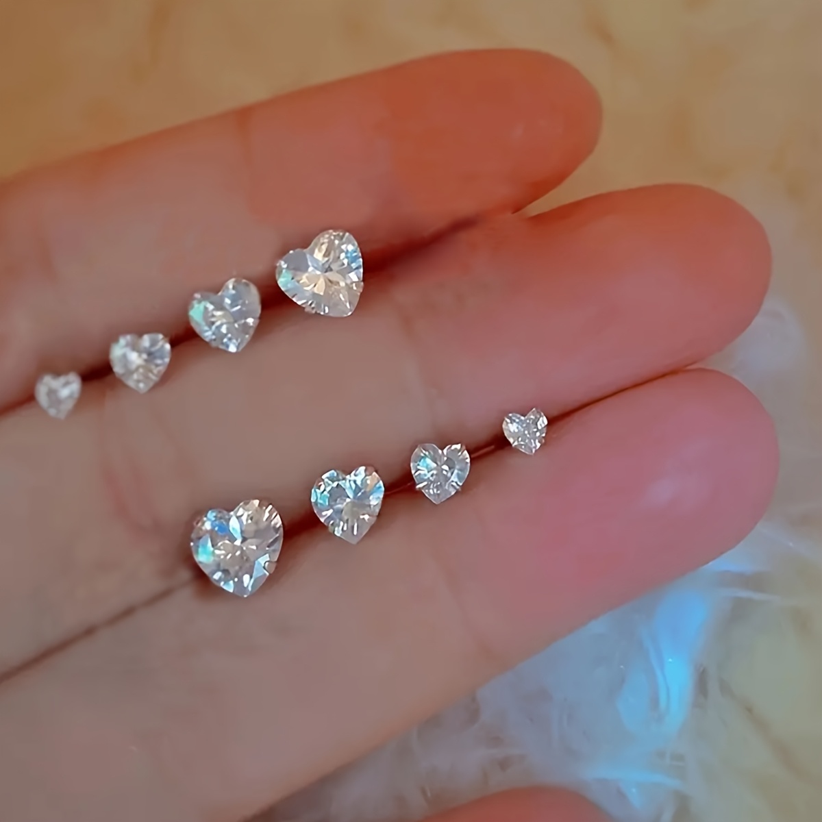8pcs Stainless Steel Stud Earrings Set 3/4/5/6mm