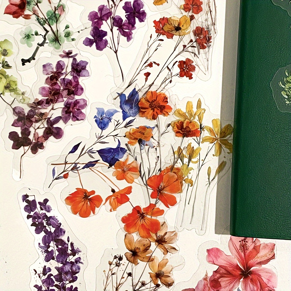 Gutbd 50 Flower Stickers For Laptop Notebook Mobile Phone Case For Ipad Water Cup Decoration Waterproof Pet Stickers