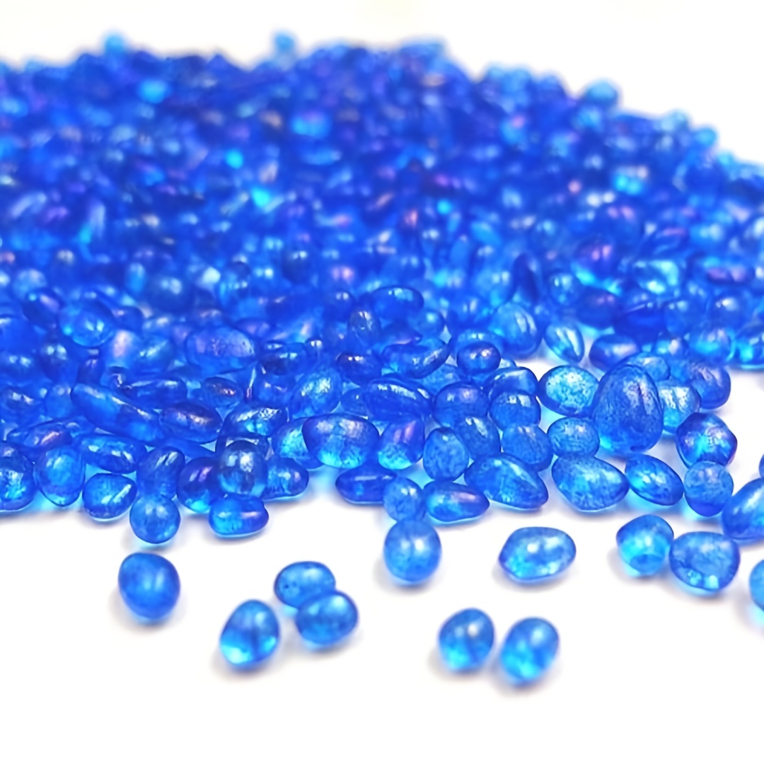 TEMU 3-9mm Blue Glass Pebbles Aquarium Gravel Fish Tank Rocks, Glass Pebble, Sea Glass Beads, Light Blue Glass Beads, Glass Pebbles, Glass Beads,