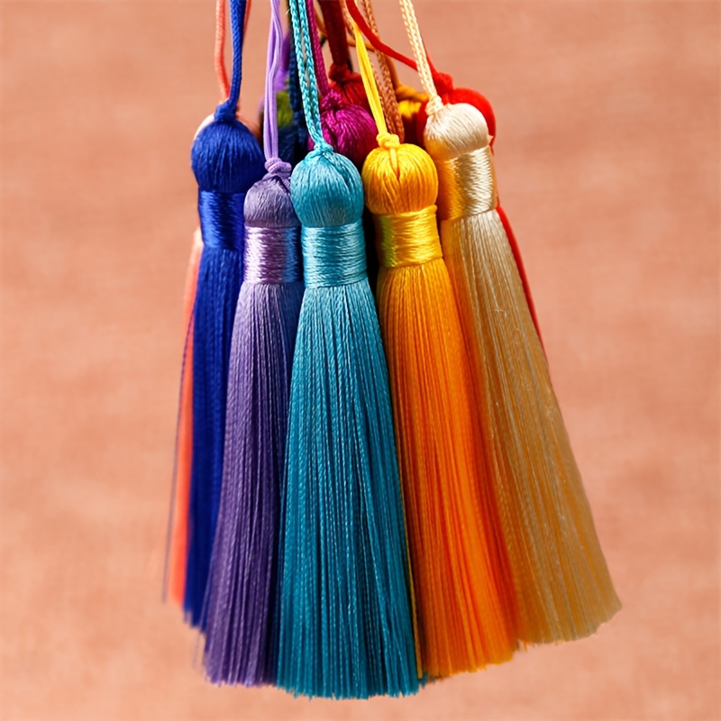 12pcs per pack 15cm lanyard smooth tassel tassels bookmark   fan gift packaging box fan key ring decoration small tassel pendant clothing home textile additions tassel pendant jewelry earrings hair additions