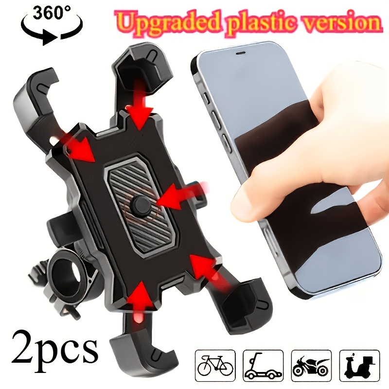 TEMU 2pcs Bike Motorcycle Phone Mount With Gps Bracket â Heavy-duty Pvc Material, Fits Electric Bikes, Motorcycles, Mountain Bikes. Accessory With