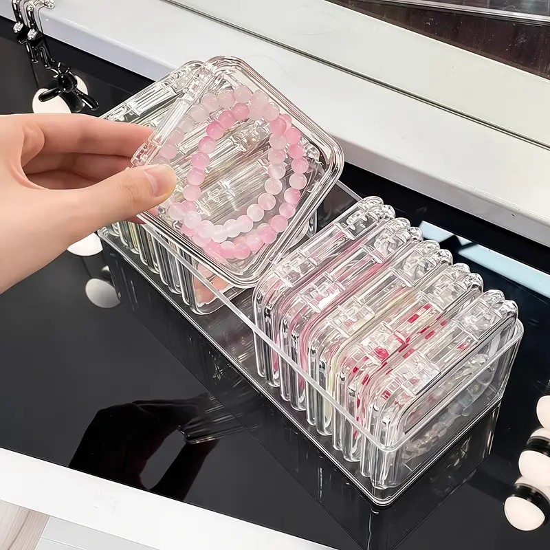 12pcs set of 11 small boxes 1 large jewelry storage box high quality pet material suitable for bracelets bangles necklaces earrings hair accessories loose stones semi finished products tools jewelry cleaning supplies accessories storage container multifunctional vanity tabletop organizer jewelry boxes Product details 3