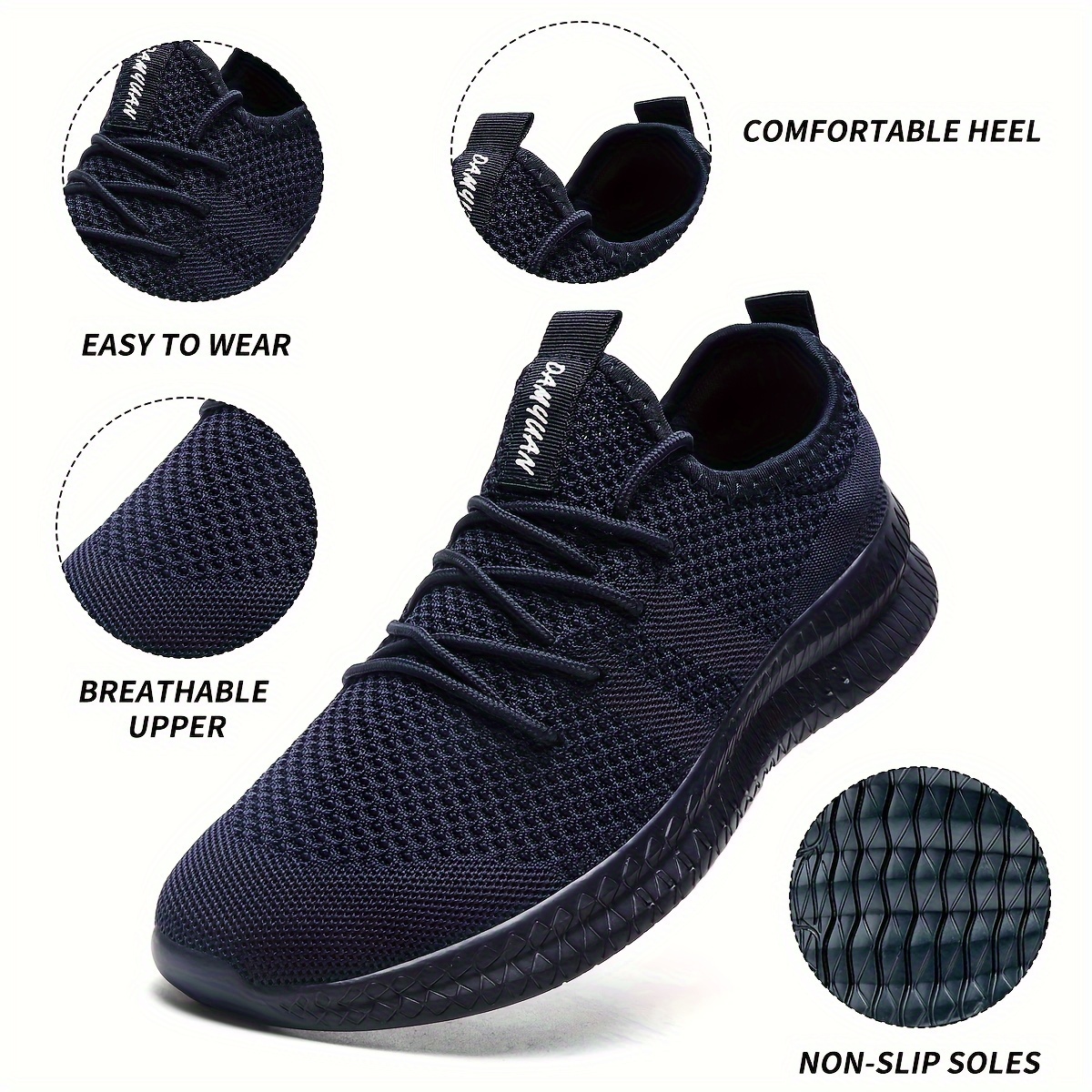 Men's Ultralight Running Shoes Breathable Knit Upper Shock Absorbing Sole for Optimal Grip by Wavlynn main image 0